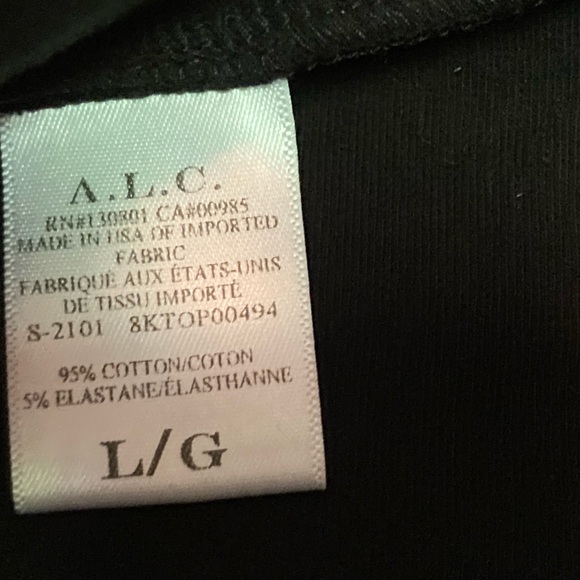 A. L. C. Black Long Sleeve Cotton Spandex Top EUC - Picture 4 of 6